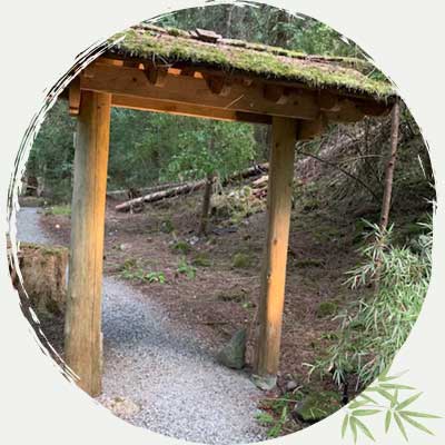 Tori Gate leads to hiking trails at Seido-en