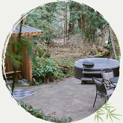 Hot Tub Patio - Seido-en Forest House - Salt Spring Island Vacation Rental